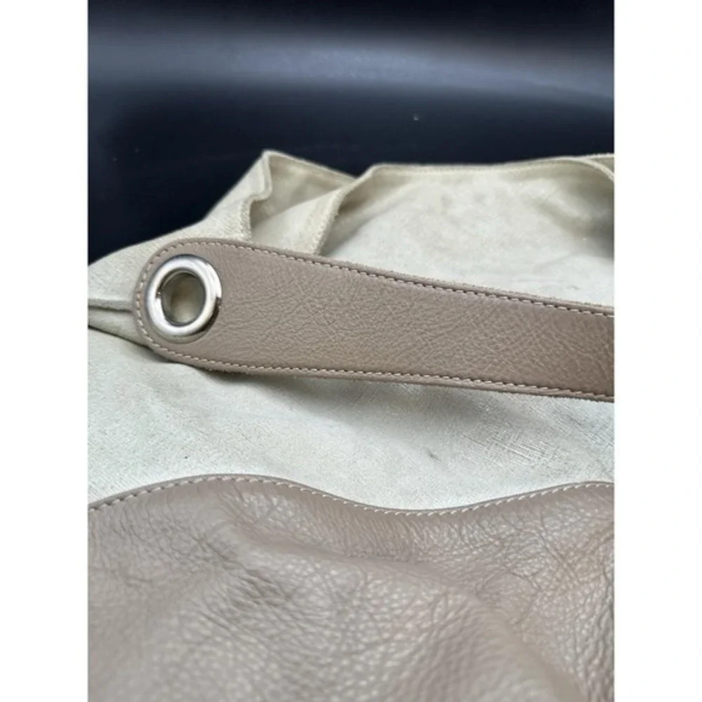Innue Beige White Metallic Leather Hobo Bag Made in‎ Italy Large
